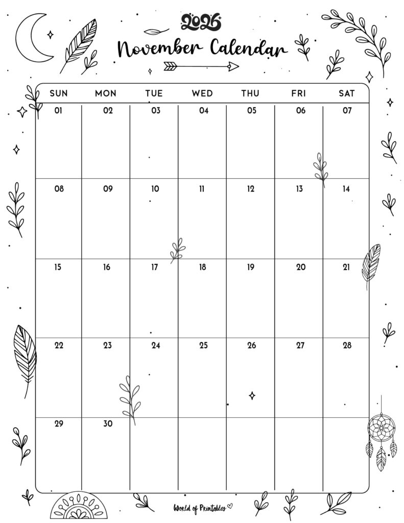 Printable November 2026 Calendar Design 341