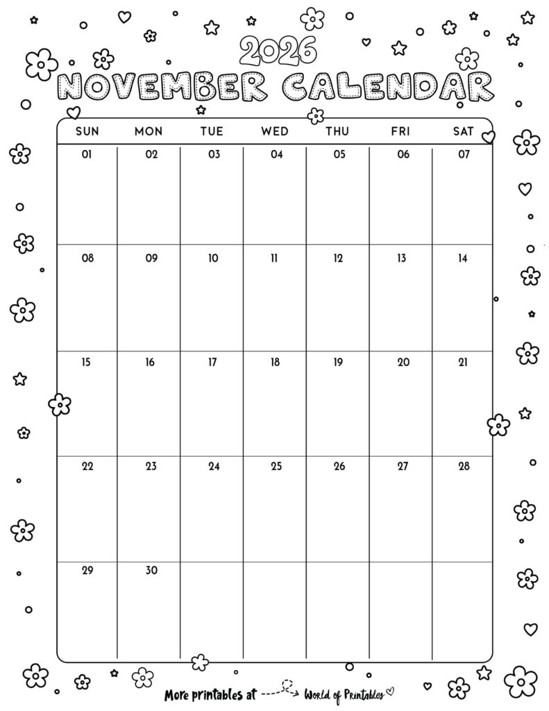 Printable November 2026 Calendar Design 342