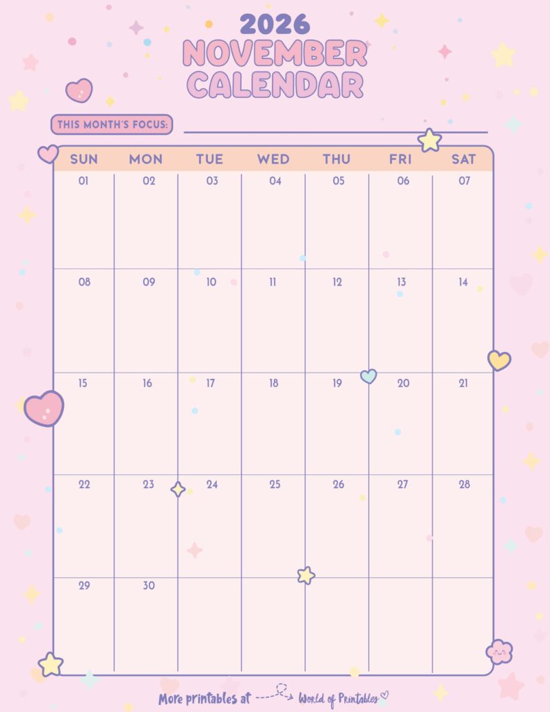 Printable November 2026 Calendar Design 343