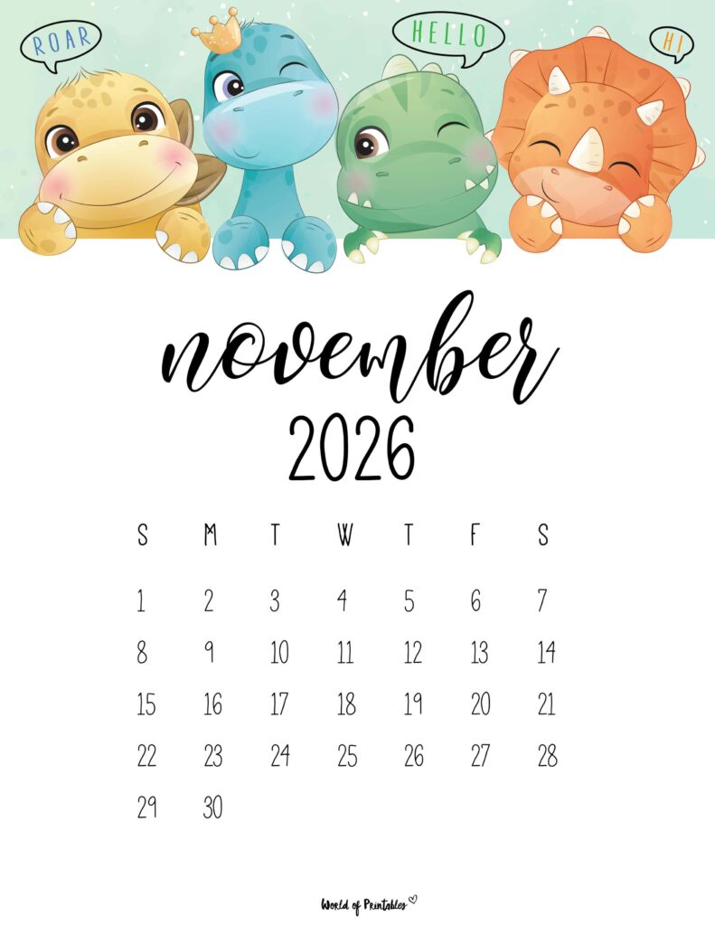 Printable November 2026 Calendar Design 35