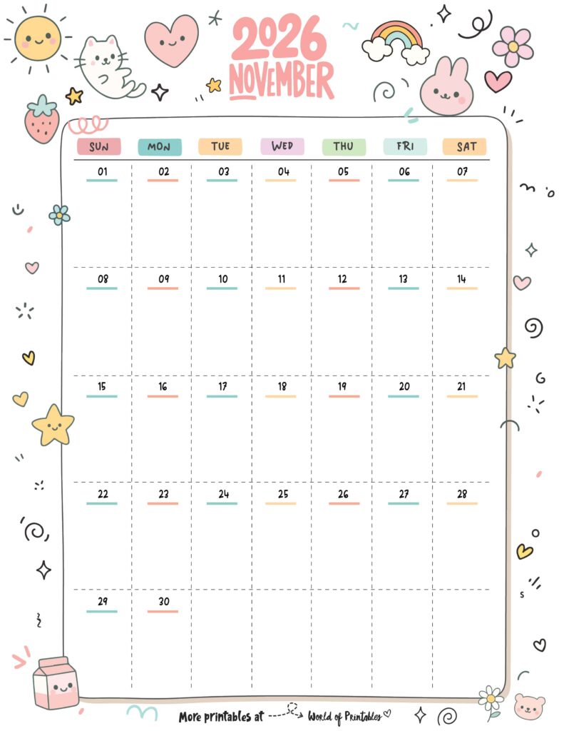 Printable November 2026 Calendar Design 353