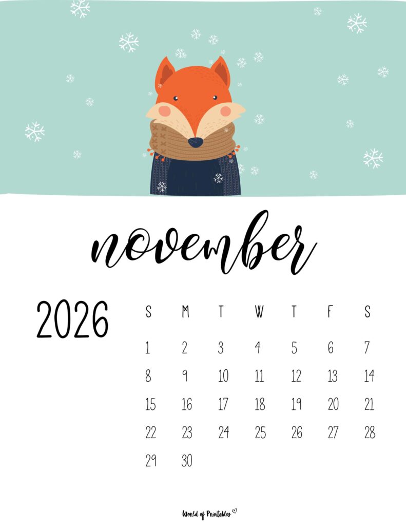 Printable November 2026 Calendar Design 36