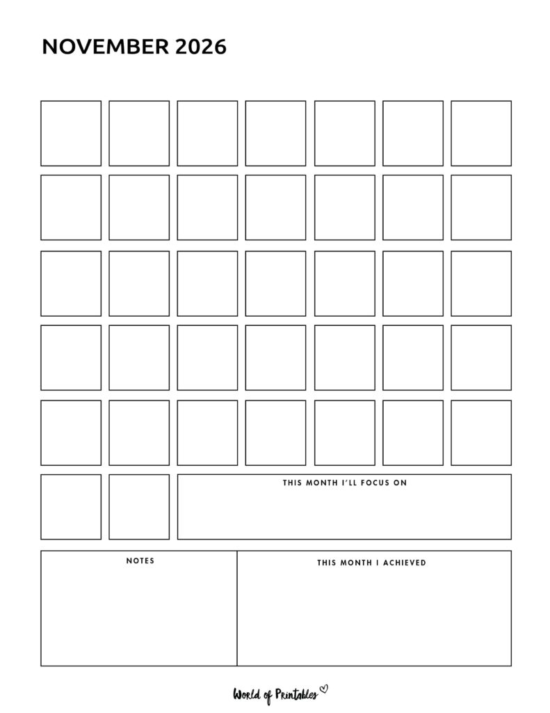 Printable November 2026 Calendar Design 362