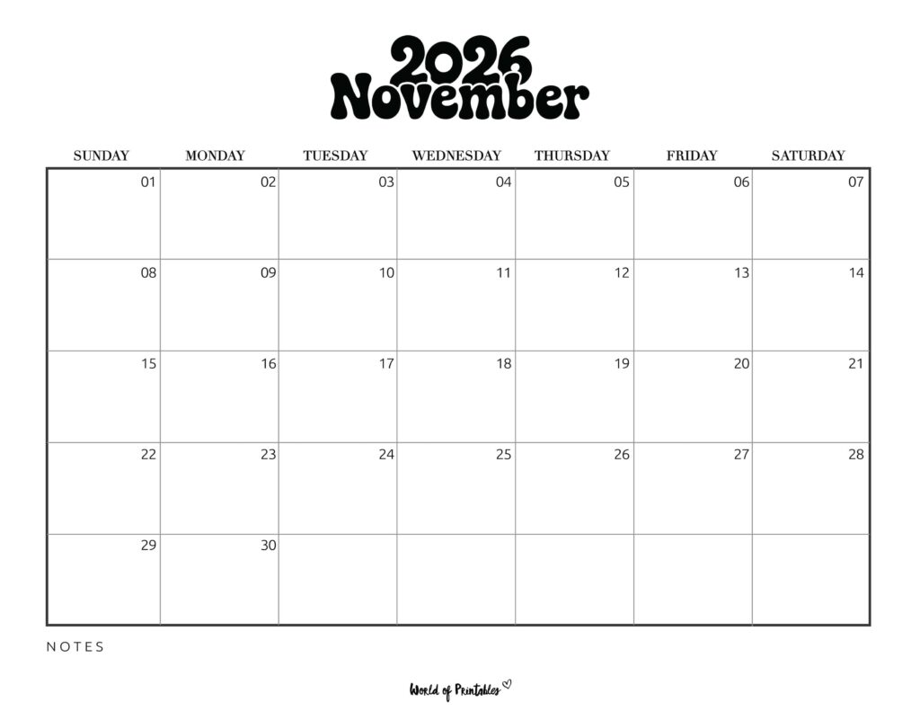 Printable November 2026 Calendar Design 377