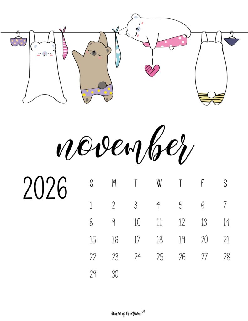 Printable November 2026 Calendar Design 39