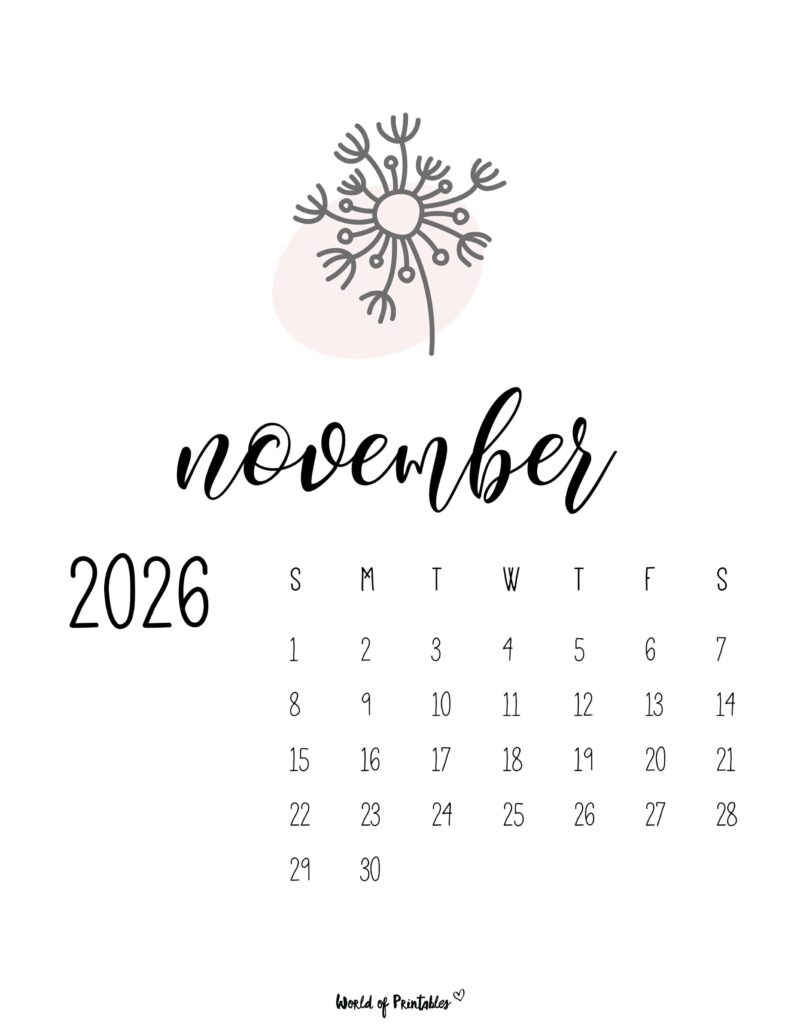 Printable November 2026 Calendar Design 46