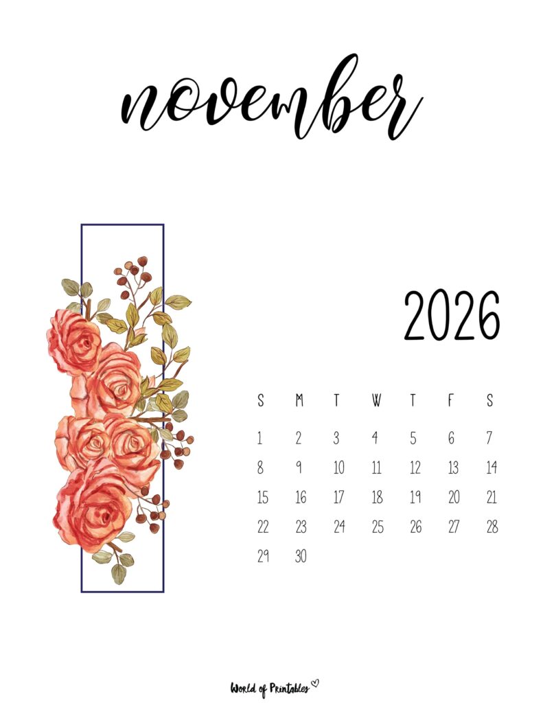 Printable November 2026 Calendar Design 47