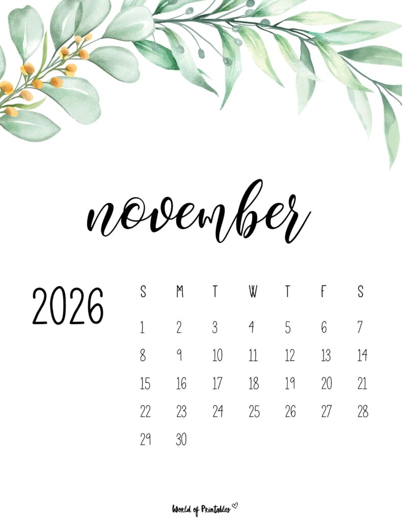 Printable November 2026 Calendar Design 49