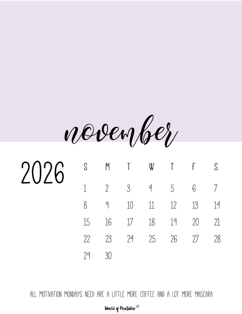 Printable November 2026 Calendar Design 54