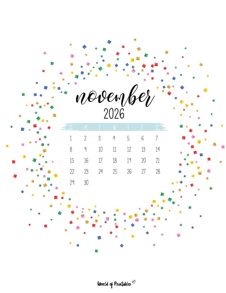 Printable November 2026 Calendar Design 6