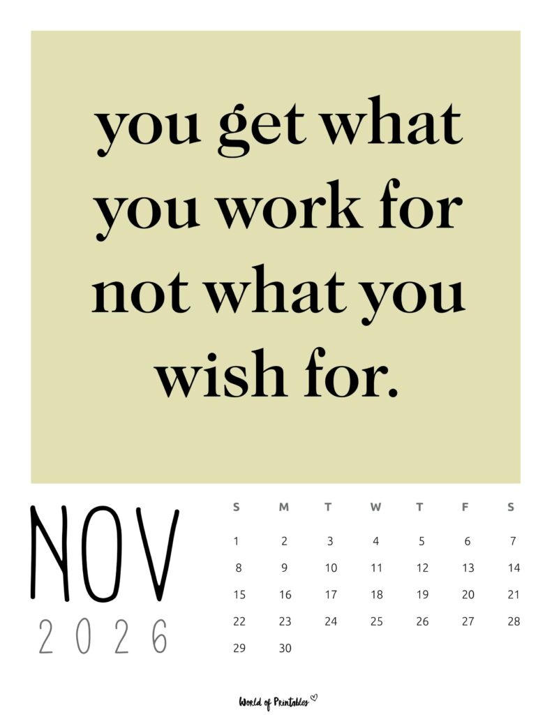 Printable November 2026 Calendar Design 60