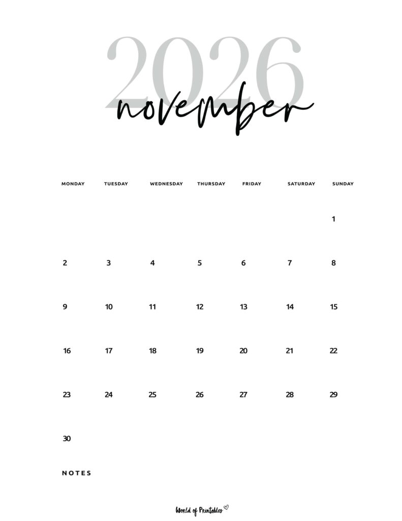 Printable November 2026 Calendar Design 66