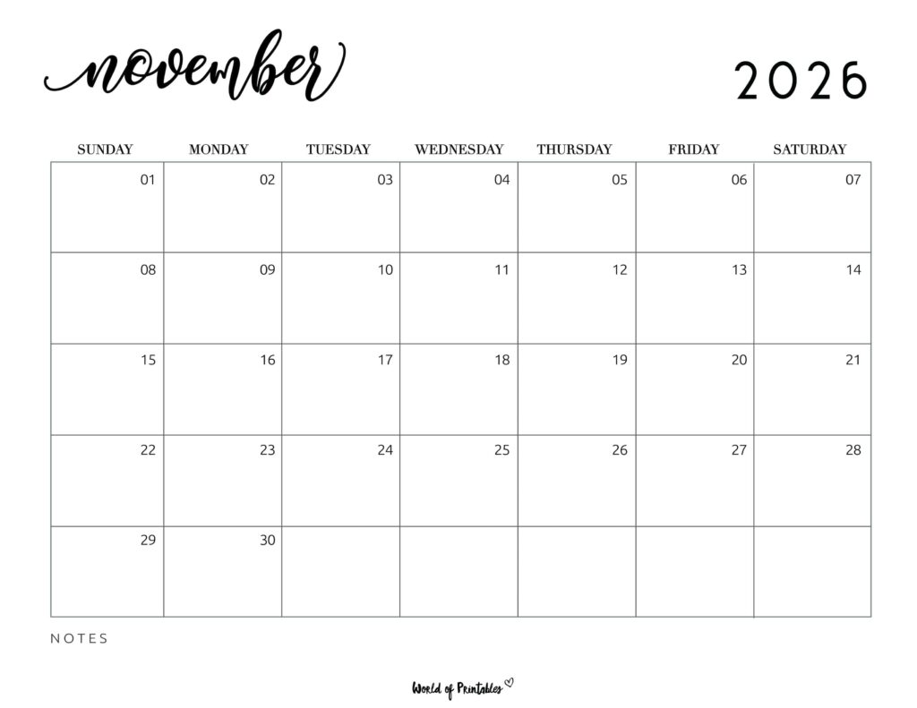 Printable November 2026 Calendar Design 7