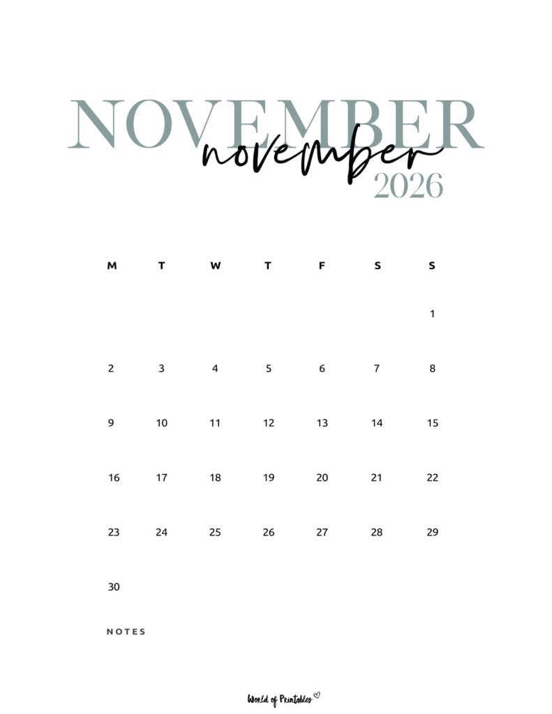 Printable November 2026 Calendar Design 71