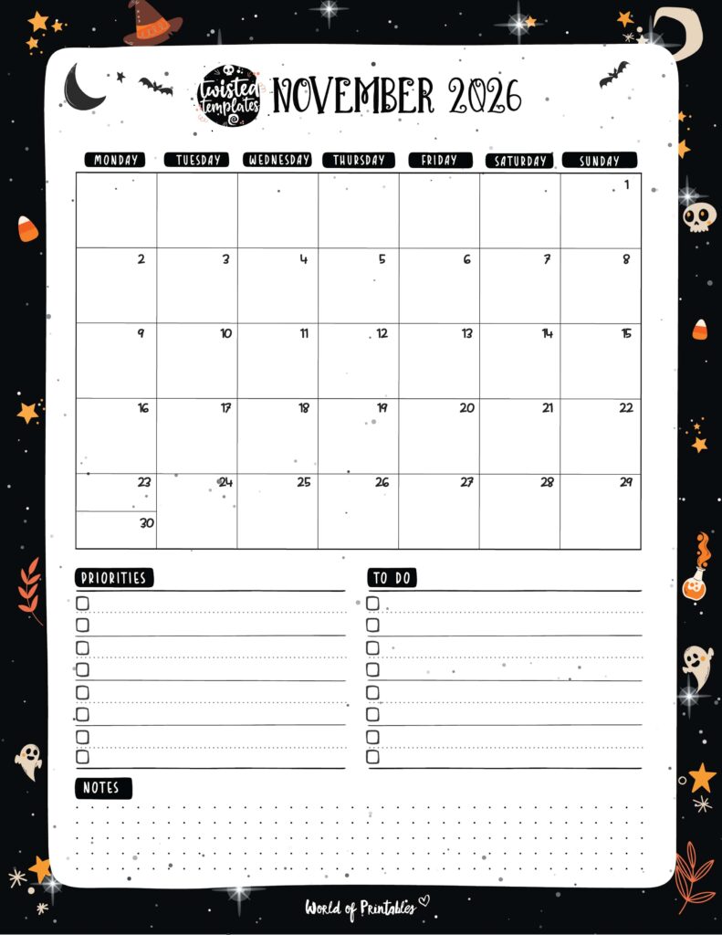 Printable November 2026 Calendar Design 87