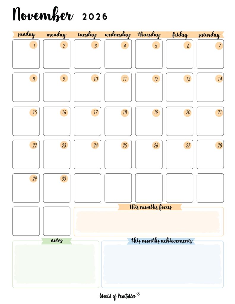 Printable November 2026 Calendar Design 91