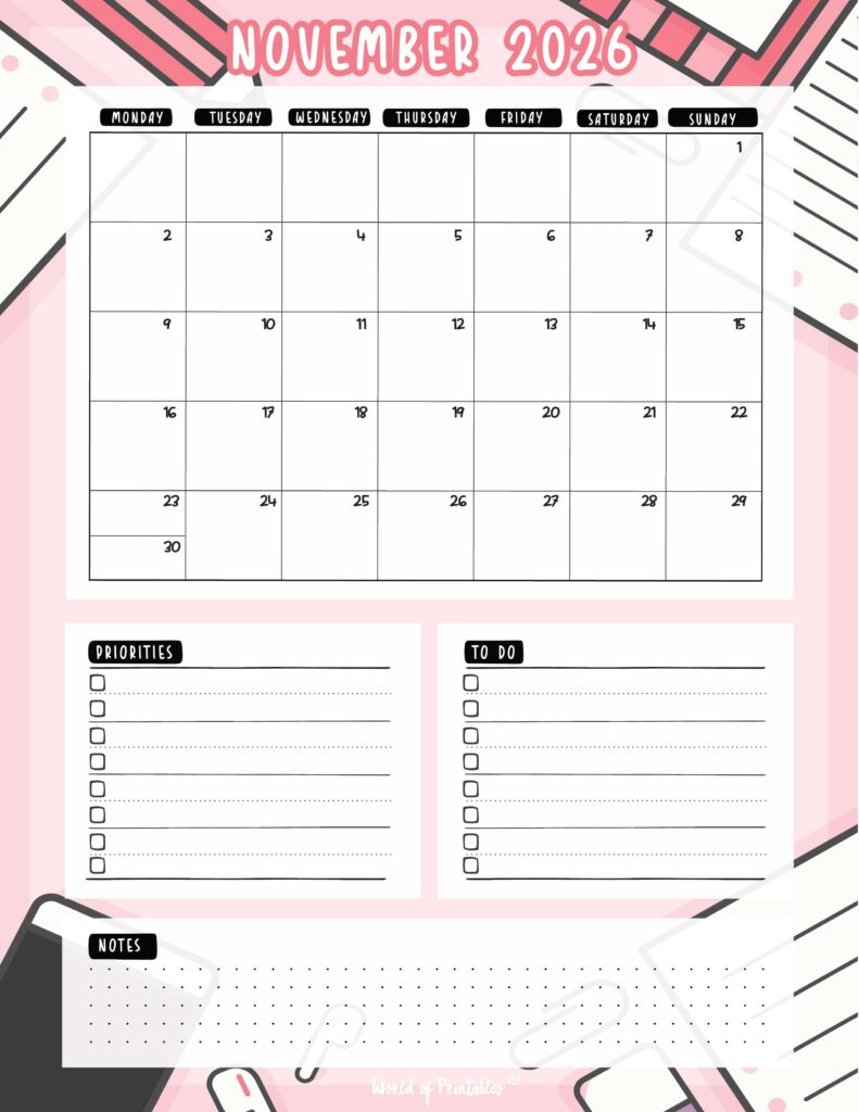 Printable November 2026 Calendar Design 94