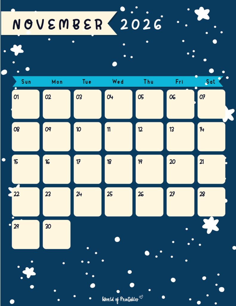 Printable November 2026 Calendar Design 95
