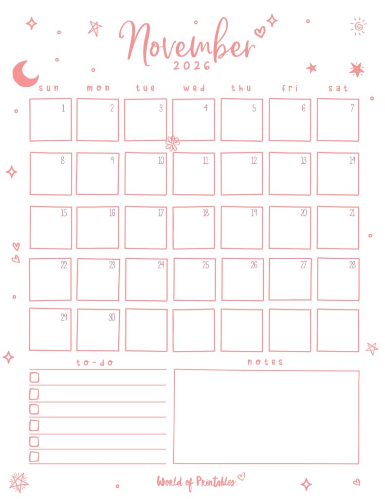 Printable November 2026 Calendar Design 97