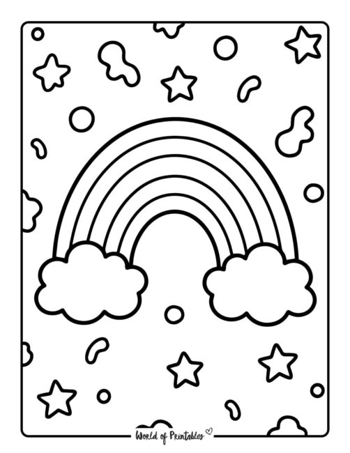 Rainbow With Clouds St Patricks Day Coloring Page
