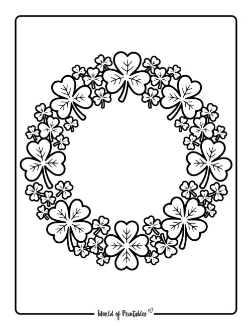 Shamrock Wreath St Patricks Day Coloring Page