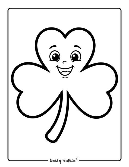 Simple Happy Shamrock St Patricks Day Coloring Page