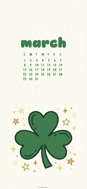 Simple Shamrock March Calendar Phone Background