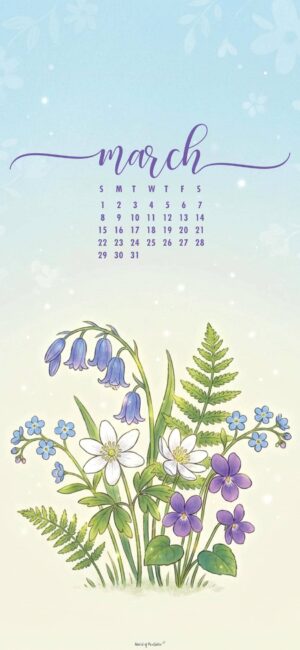 Spring Floral March Calendar Wallpaper Phone