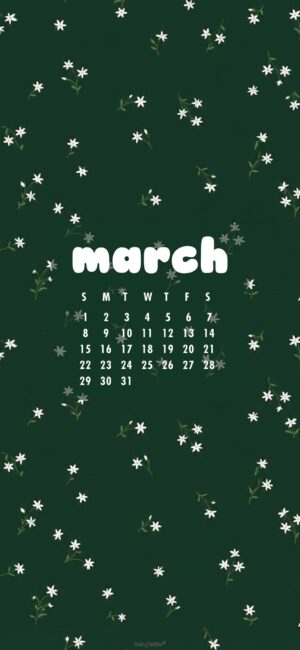 Tiny Flowers Aesthetic March Calendar Wallpaper Phone