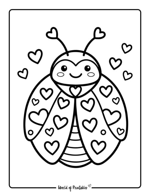 Valentines Day Ladybug Coloring Page