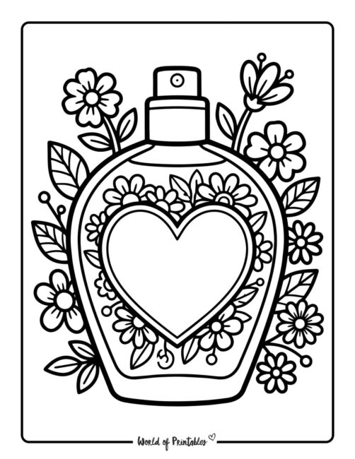 Valentines Day Perfume Bottle Coloring Page