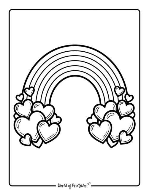 Valentines Day Rainbow Coloring Page