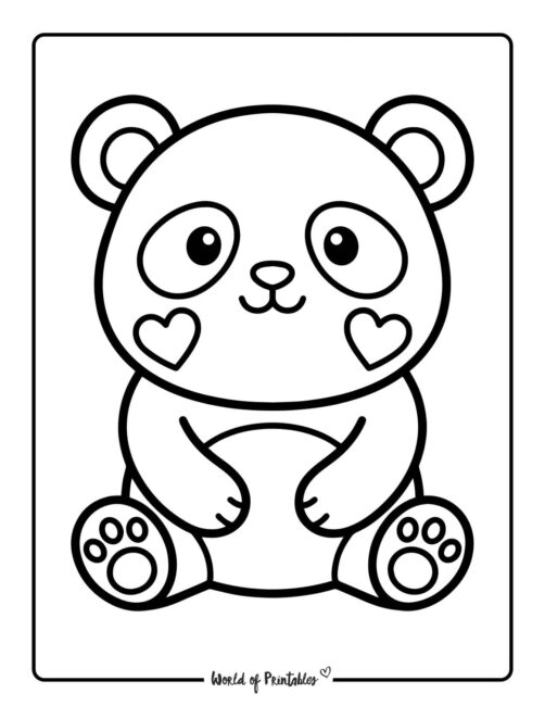 Valentines Panda Coloring Page