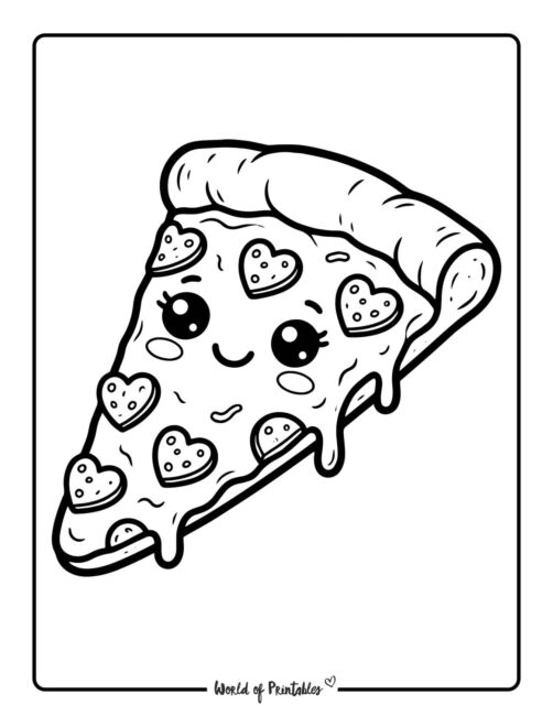 Valentines Pizza Coloring Page