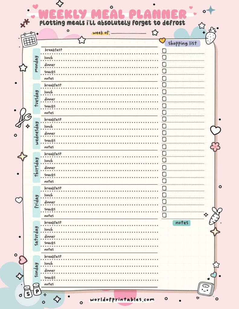 Weekly Meal Planner with Grocery List