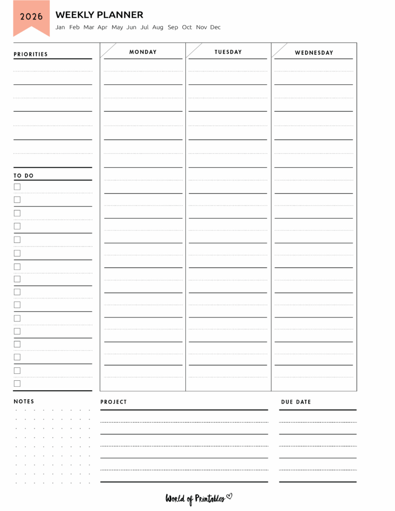 Weekly Planner Left Page