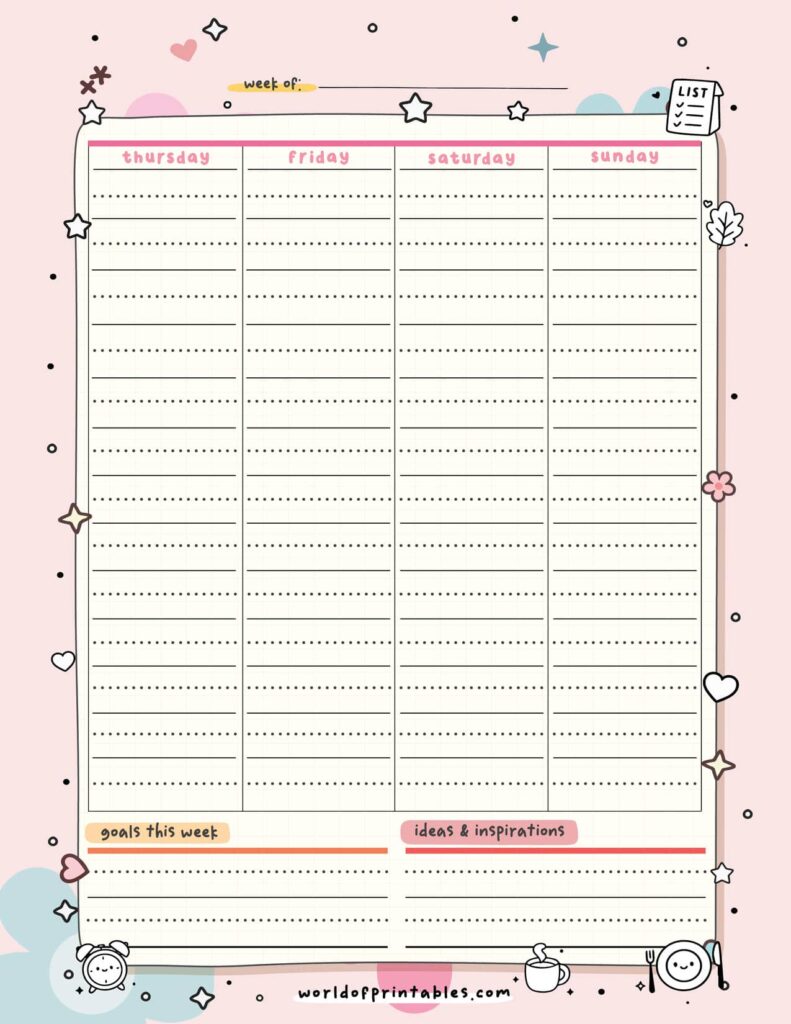 Weekly Planner page 2