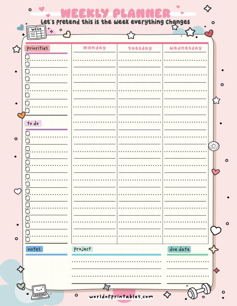 Weekly Soft Life Planner Page Printable 1