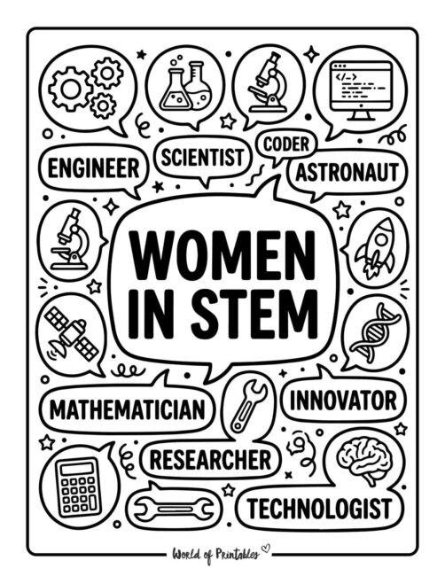 Women In STEM Coloring Page