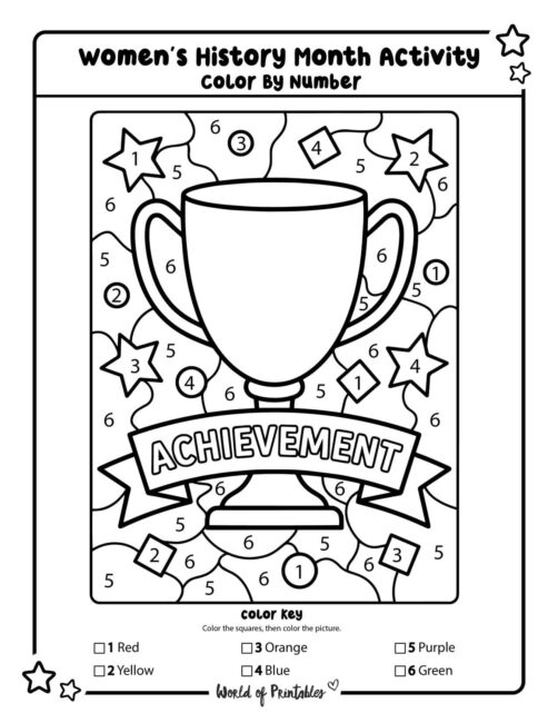 Women’s History Month Activity Achievement Color By Number