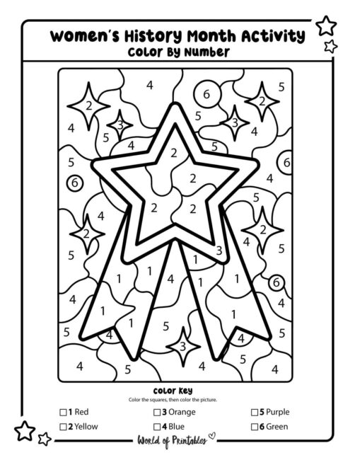 Women’s History Month Activity Star Color By Number