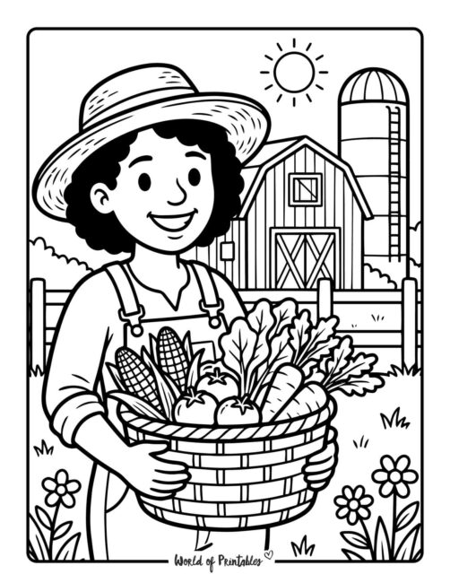 Womens History Month Farmer Coloring Page