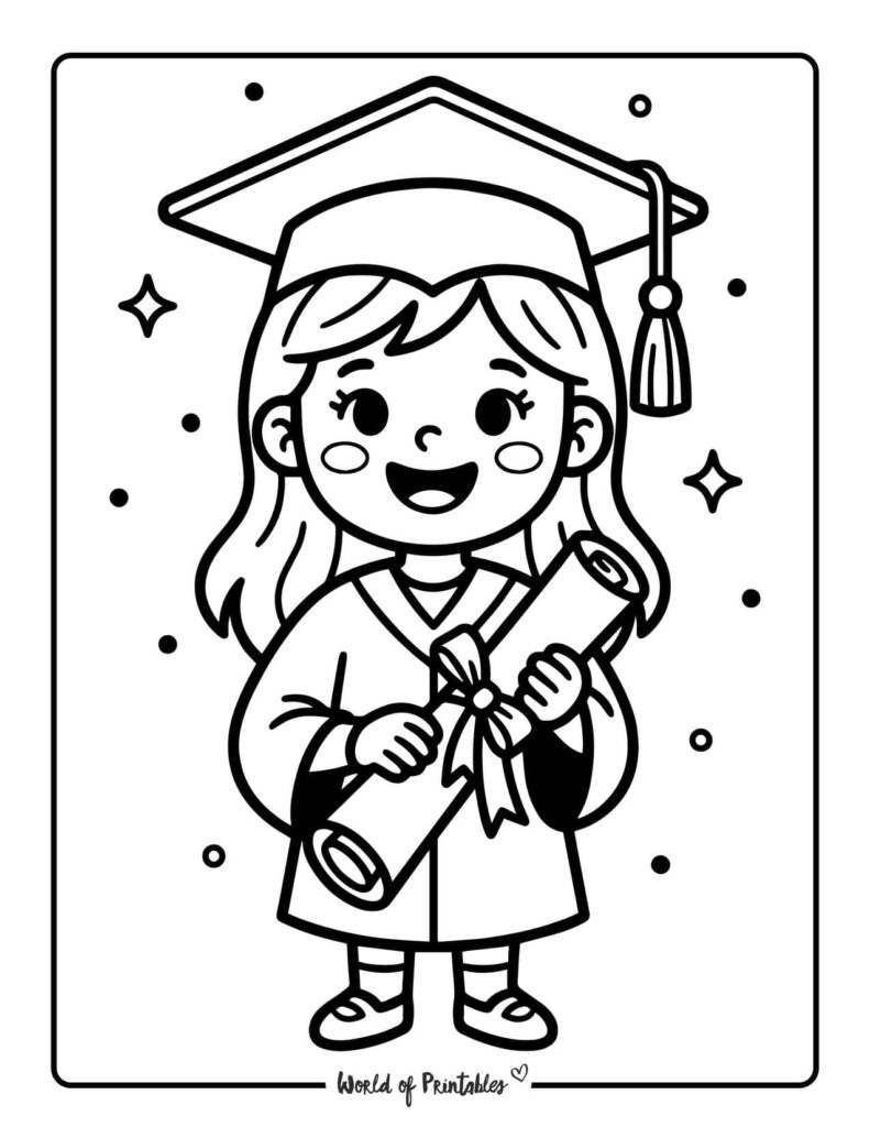 Women’s History Month Graduation Girl Coloring Page