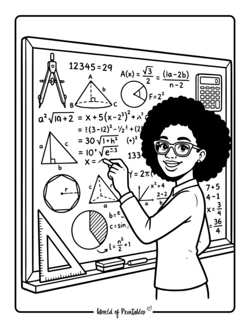 Women’s History Month Math Teacher Coloring Page