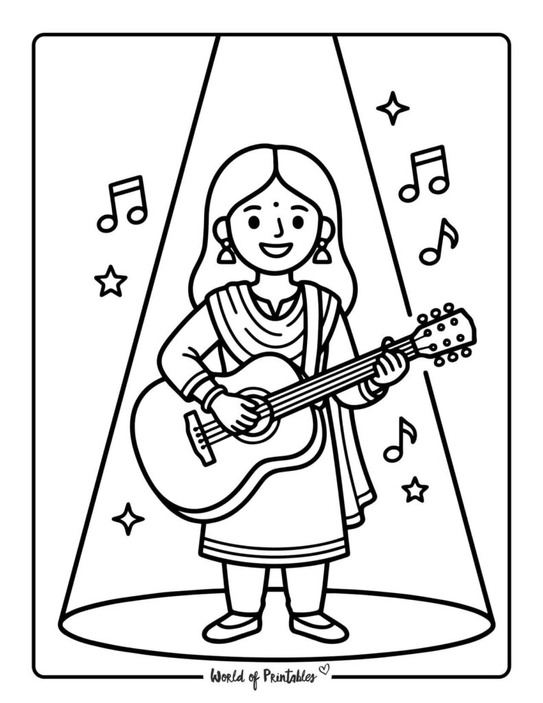Womens History Month Musician Coloring Page