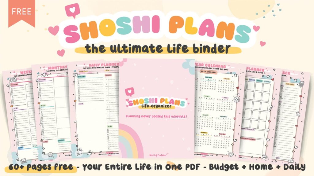 free printable planner kawaii life binder