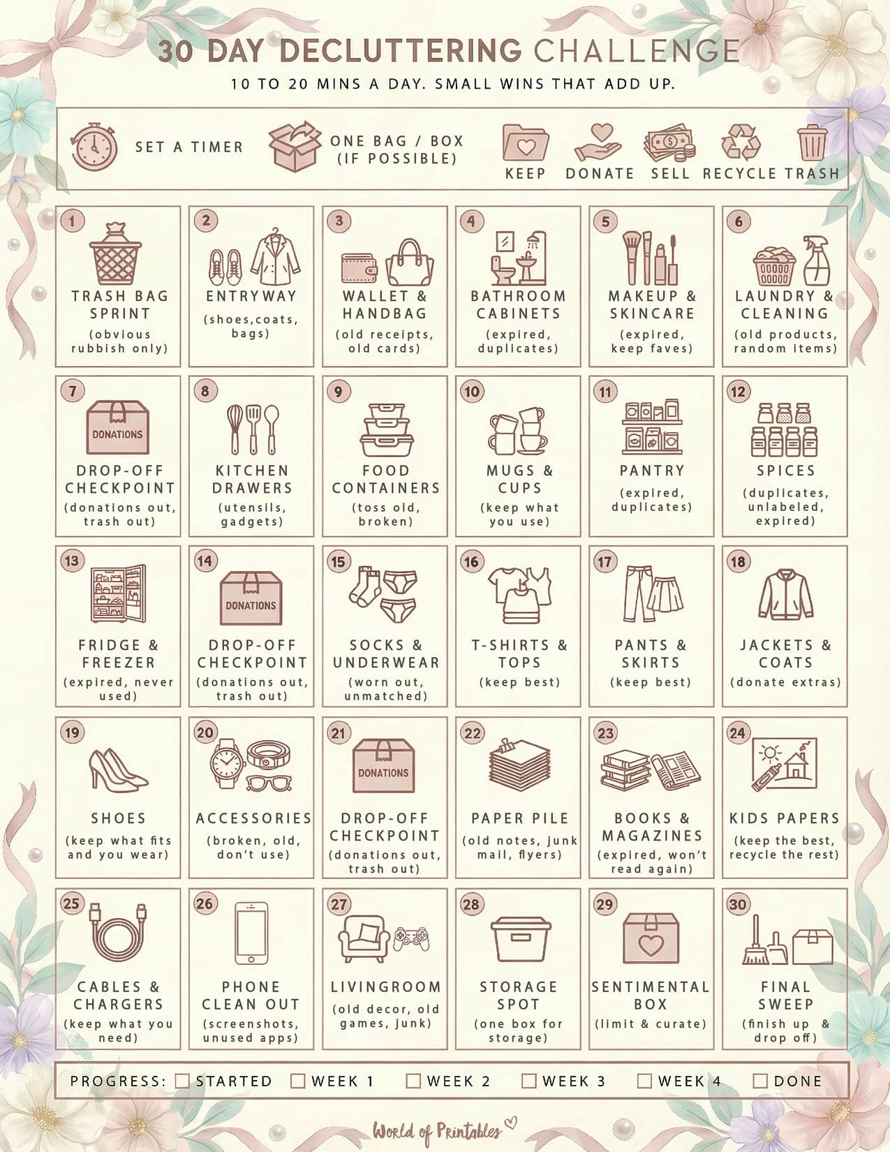 30 Day Decluttering Challenge Free Printable World Of Printables