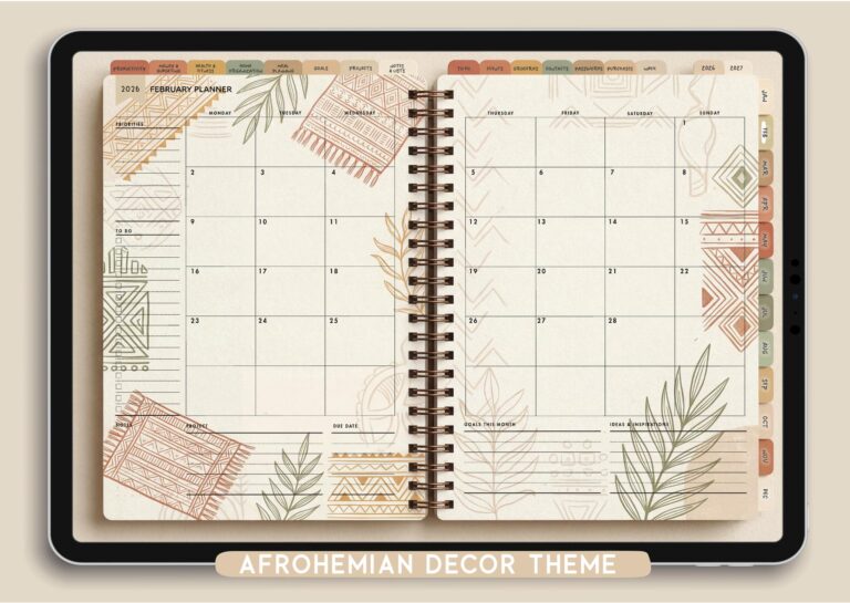 Afrohemian Decor Theme Digital Planner