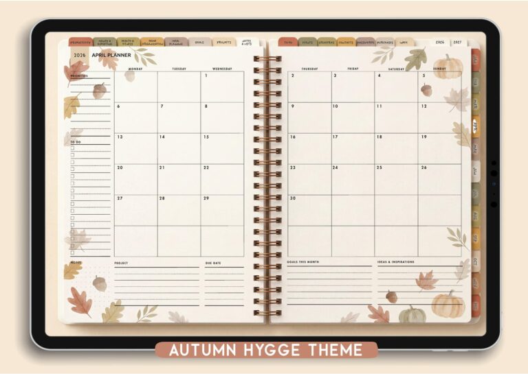 Autumn Hygge Theme Digital Planner