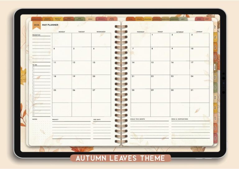 Autumn Leaves theme Digital Planner
